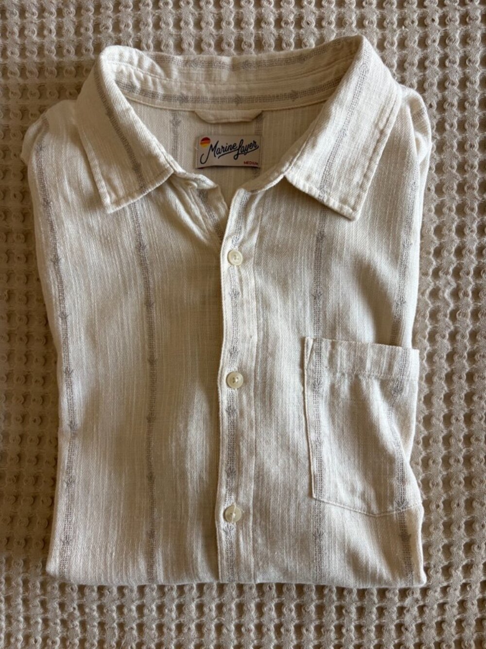 Marine Layer Men's Short Sleeve Button Down - Medium